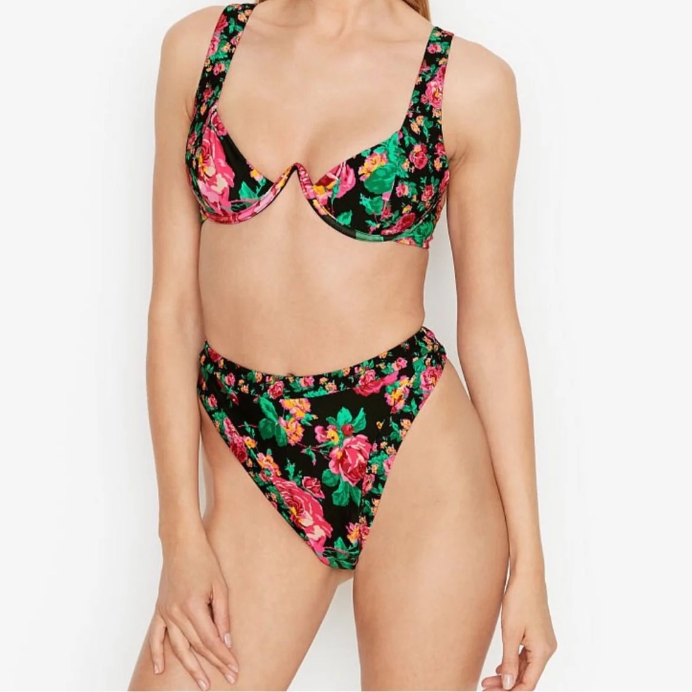 NWT For Love & Lemons Rosewater High Waist Bikini Bottom / XS